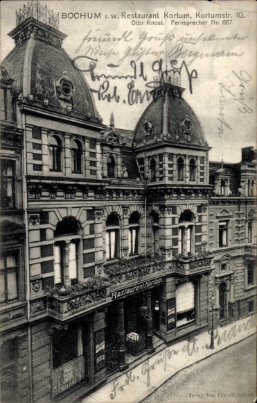 Ak Bochum im Ruhrgebiet, Restaurant Kortum, Kortumstraße 10, Inh. Otto Knost