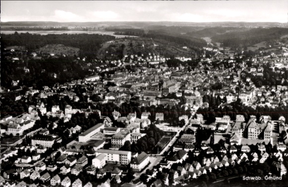 Postcard Schwäbisch Gmünd in Württemberg, aerial photograph, city view, classical architecture