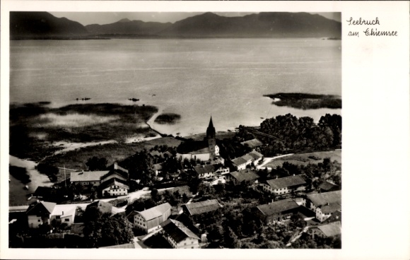 Postcard Seebruck am Chiemsee Upper Bavaria, aerial photograph