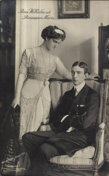 Ak Prinz Wilhelm von Schweden, Marija Pawlowna Romanowa, Herzogspaar von Södermanland