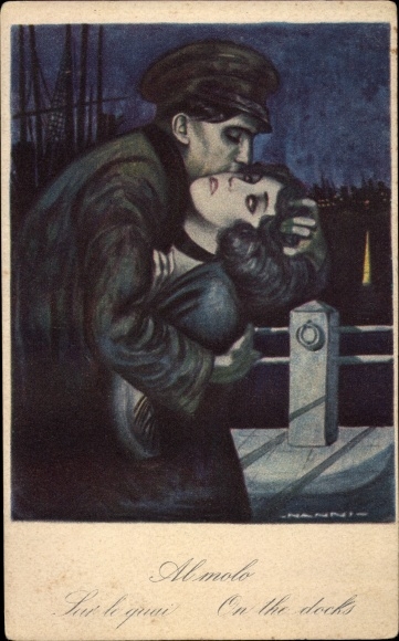 Artist Postcard Nanni, Al molo, Sur le quai, On the docks, Lovers