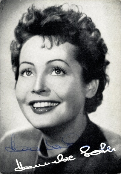 Postcard actress Hannelore Schroth, portrait, autograph