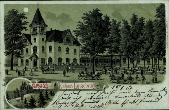 Moonlight Chromo-Litho Dresden Langebrück, Kurhaus