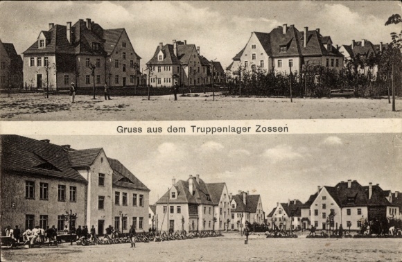 Postcard Zossen in Brandenburg, military camp, buildings, street views