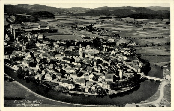 Ak Cham in de Opper-Palts, luchtfoto