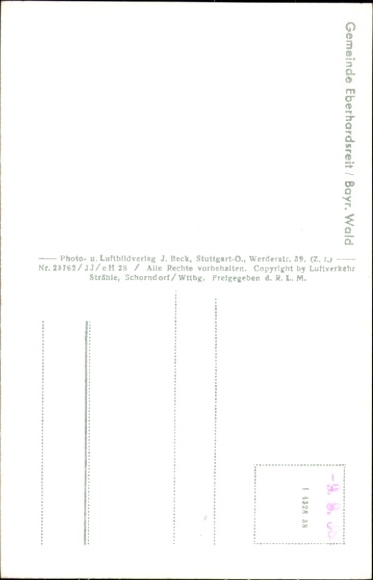 Postcard Eberhardsreuth Schönberg in the Bavarian Forest, aerial photograph