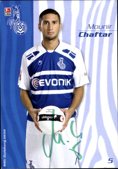 Autogrammkarte Fußballer Mounir Chaftar, MSV Duisburg, Autogramm