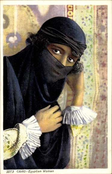 Postcard Cairo Cairo Egypt, Egyptian veiled woman
