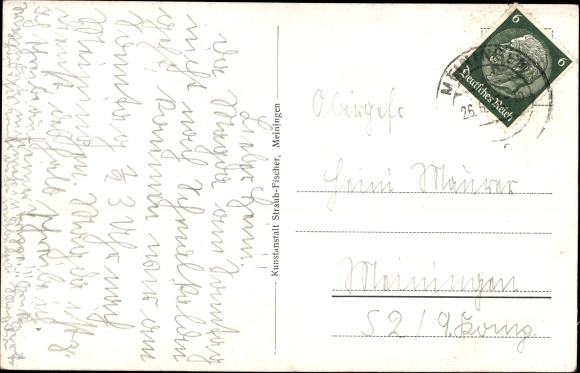 Postcard Wasungen in the Thuringian Forest, panorama of the place, street view, fountain