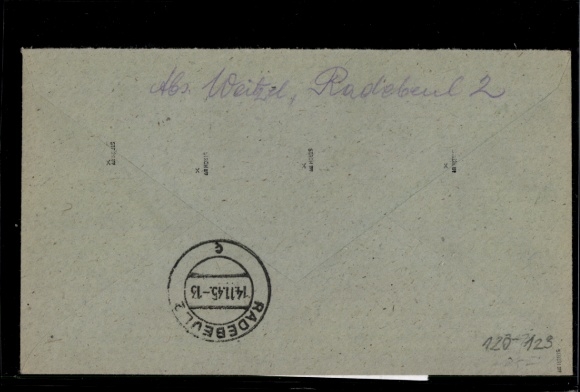 Michel nr 119X, 120/23X na literę R, OPD West Saxony, sprawdzony Ströh BPP