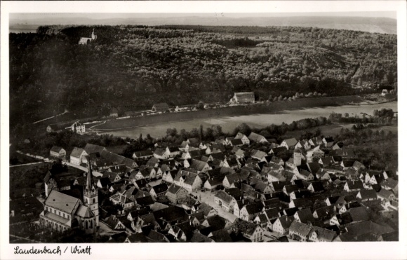 Postcard Laudenbach Weikersheim in Tauberfranken Württemberg, aerial photograph