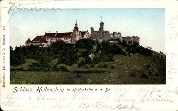 Golden Windows Postcard Heidenheim an der Brenz Württemberg, Hellenstein Castle