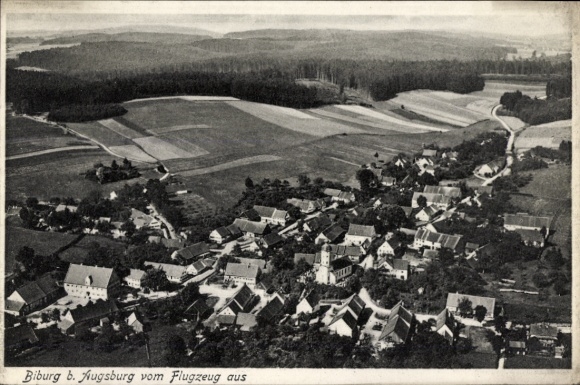 Postcard Biburg Diedorf district Augsburg, aerial photograph