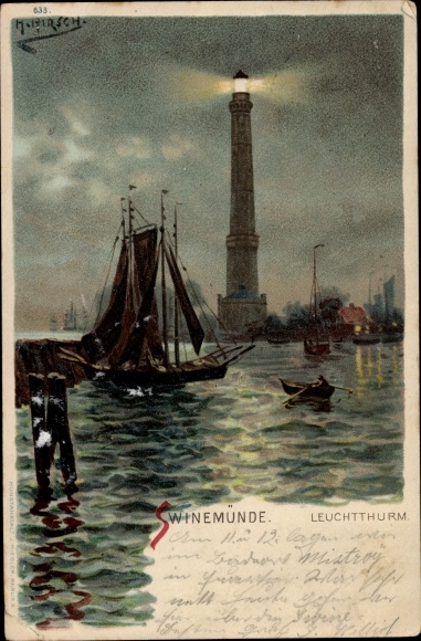 litho Świnoujście Swinemünde Pommeren, vuurtoren