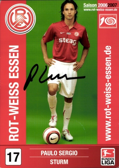 Autogrammkarte Fußballer Paulo Sergio, Rot-Weiss Essen, Autogramm