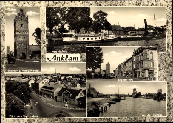 Ak Anklam in Mecklenburg Vorpommern, Steintor, Marienkirche, An der Peene, Steinstrasse