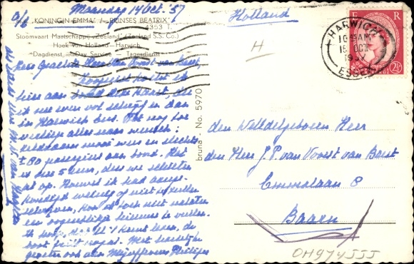 Postcard Steamship Queen Emma, Prinses Beatrix