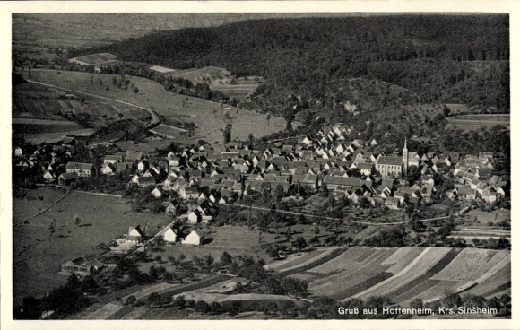Postcard Hoffenheim Sinsheim in Baden, aerial photograph