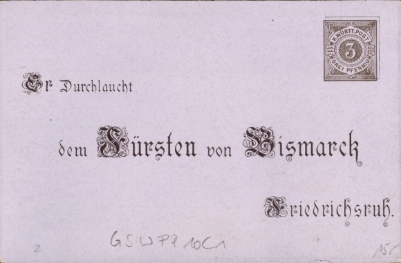 Postkaart Prins Otto von Bismarck, 80e verjaardag, 1 april 1895