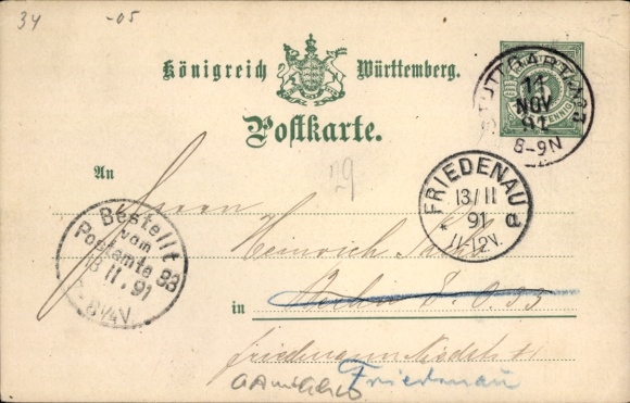 Voorloper postwaardestuk ansichtkaart Stuttgart in Baden Württemberg, Schmidt & Dihlmann 1891