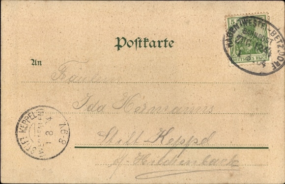 Chromo-Litho Burgholdinghausen Kreuztal in Westphalia, general view, inn by E. Kolb