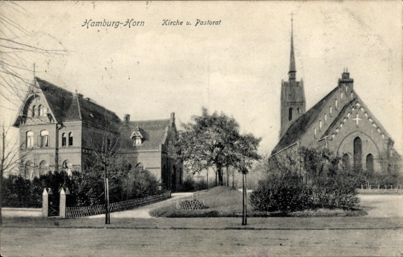 Postcard Hamburg Horn, Church, Pastorate