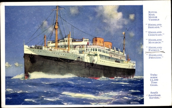 Artist PC Passenger Liner Highland Patriot, Royal Mail Lines
