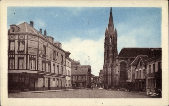 Postcard La Bouille Seine Maritime, city view, church, historical buildings