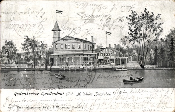 Postcard Hamburg Wandsbek Bergstedt, Rodenbeker Quellental, owner M. Wales Zergiebel