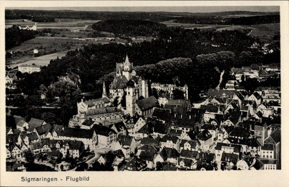 Ak Sigmaringen an der Donau, Fliegeraufnahme