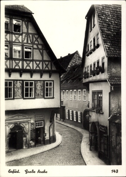 Postcard Erfurt in Thuringia, narrow alley, building, black and white photography