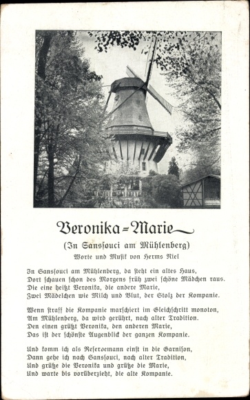 Lied Ak Veronika Marie, Alte Windmühle in Sanssouci am Mühlenberg, Herms Niel