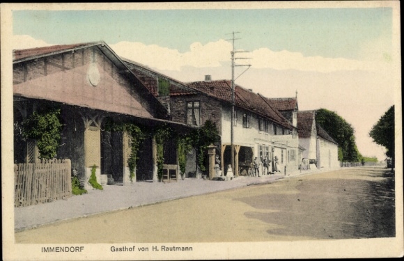 Ak Immendorf Salzgitter in Niedersachsen, Gasthof von H. Rautmann, Straßenpartie im Ort