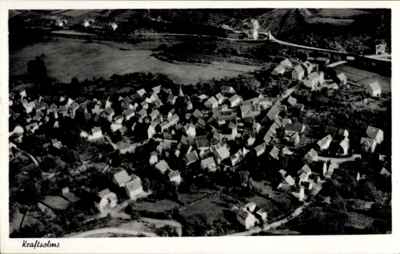 Postcard Kraftsolms Waldsolms in Hesse, aerial photograph