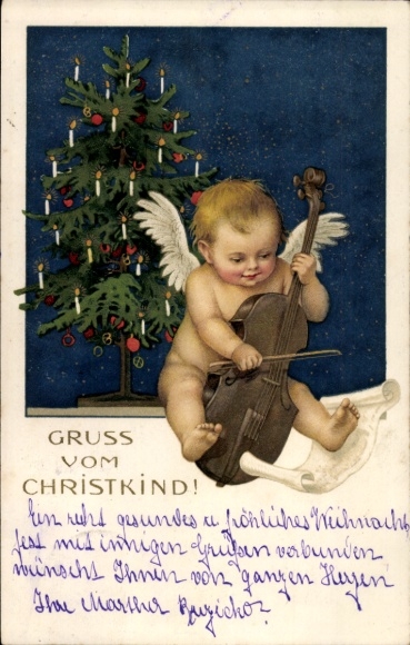 PC Merry Christmas, Christmas tree, greetings from Santa Claus, angel