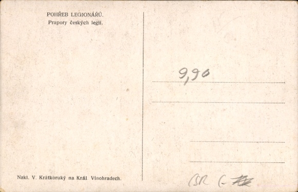 Postcard Czech Republic, men in uniforms with standards