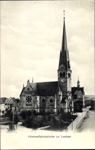 Briefkaart Dresden East Leuben, Hemelvaartskerk