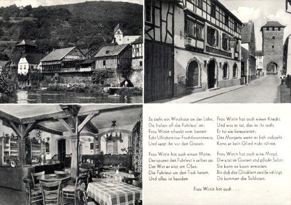 KP Dausenau an der Lahn, stary zabytkowy zajazd nad Lahn, widok na wnętrze, fragment ulicy