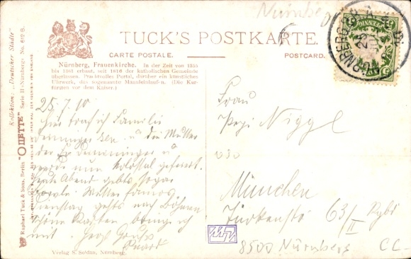Artist Postcard Flower, Charles, Nuremberg in Middle Franconia Bavaria, Frauenkirche