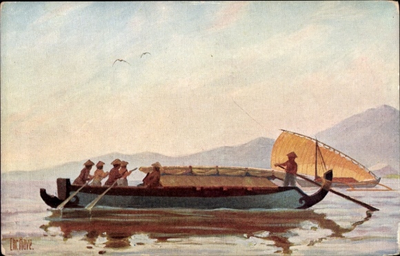Künstler Ak Rave, Chr., Marine Galerie 84, Javanisches Transportboot, 19. Jahrhundert