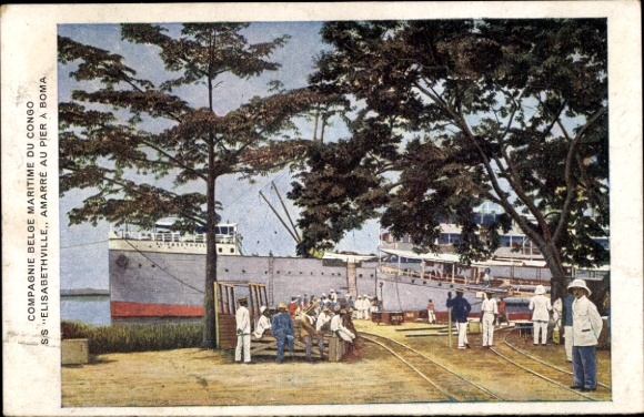 Ansichtkaart Boma Belgisch Congo RD Congo Zaïre, Compagnie Belge Maritime, Elisabethville, Pier