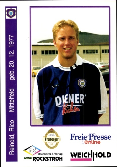 Autogrammkarte Fußballer Rico Reinold, FC Erzgebirge Aue, Autogramm
