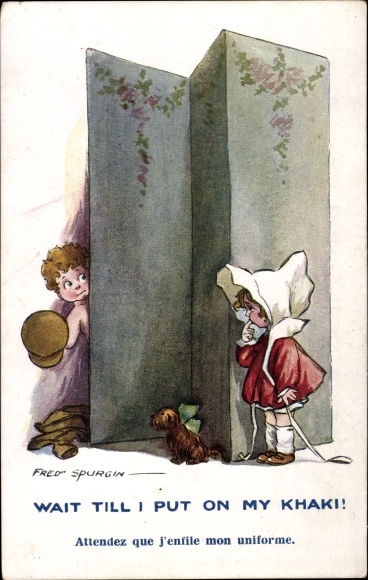 Artist Postcard Spurgin, Fred, Wait till i put on my Khaki, Paravent