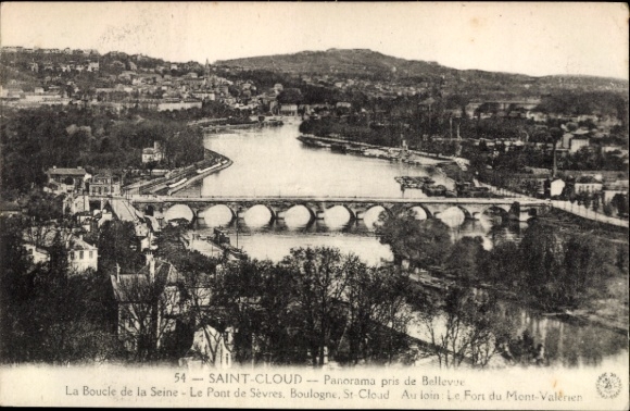 CPA Saint-Cloud Hauts-de-Seine, Panorama pris de Bellevue, La Boucle de la Seine
