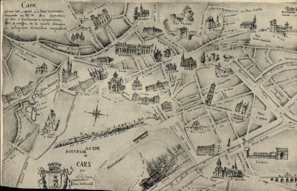 Mapa miasta KP Caen Calvados, zabytki, herb
