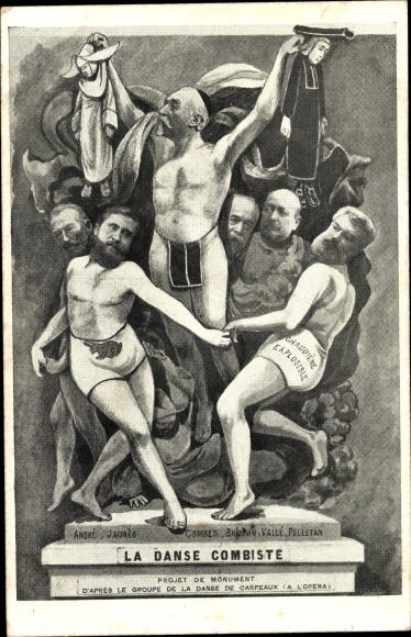 Postcard La Danse Combiste, Combes, Karikatur