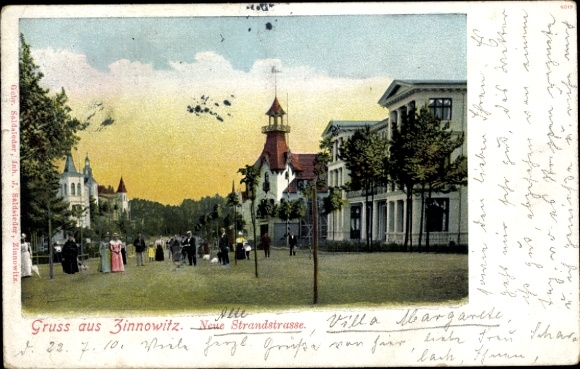 Postcard Ostseebad Zinnowitz on Usedom, Neue Strandstraße