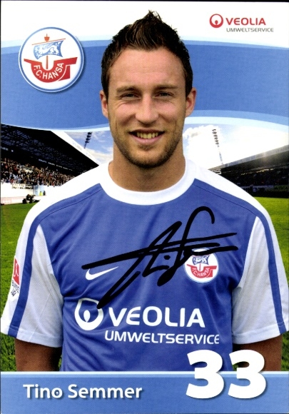 Autograph card footballer Tino Semmer, FC Hansa Rostock, autograph