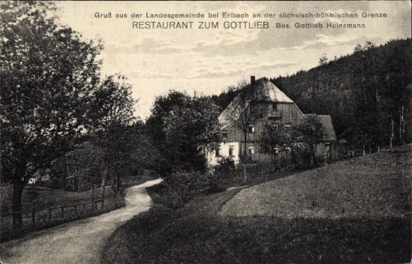Postcard Erlbach in Vogtland, Restaurant zum Gottlieb