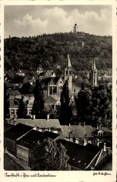 Ak Arnstadt in Thüringen, Arnstadt in Thür, Blick auf Stadtpanorama, Kaiserturm im Hintergrund